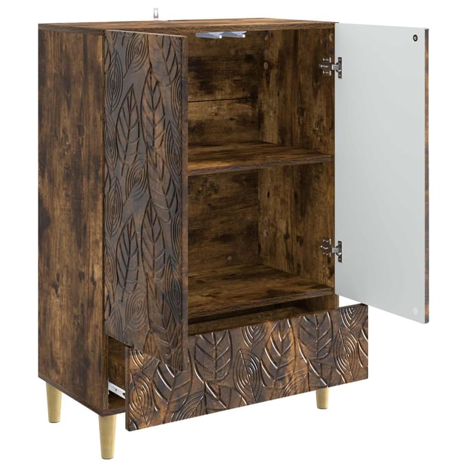 vidaXL - Dressoir - Gerookt - eiken - 66 - x - 34,5 - x - 95 - cm - Bewerkt - hout