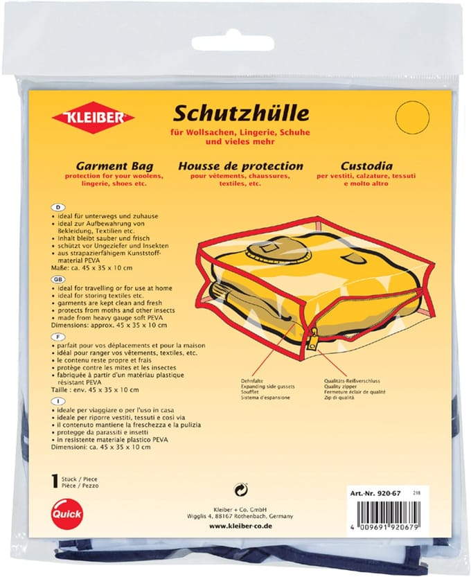 Beschermhoes voor kledingstukken, lang, transparant