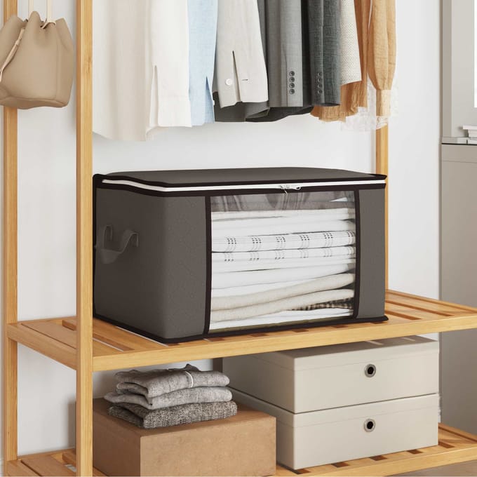 vidaXL - opbergdoos - met - doorzichtige - zijkant - Grijs - 43 - x - 34 - x - 23 - cm
