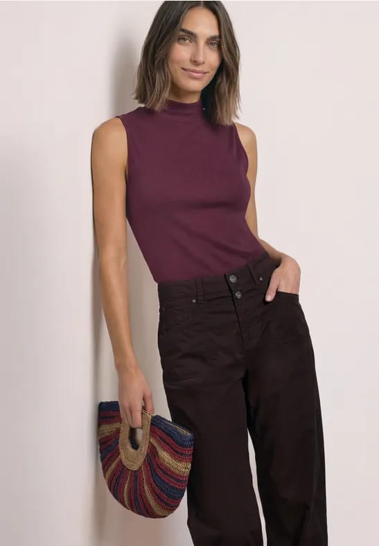 Top in Silk-Look met coltrui
