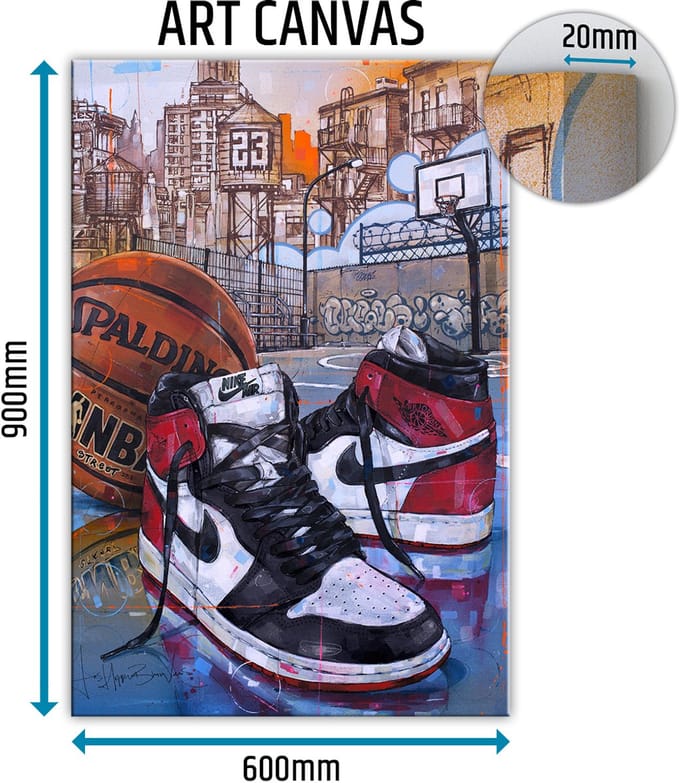 Sneaker canvas basketball black toe 60x90 cm