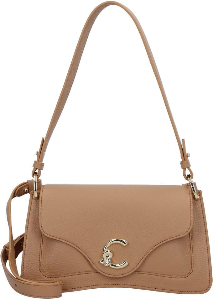 COCCINELLE Leren Handtas Schoudertas C-Me Handle Bag Skin Lichtbruin