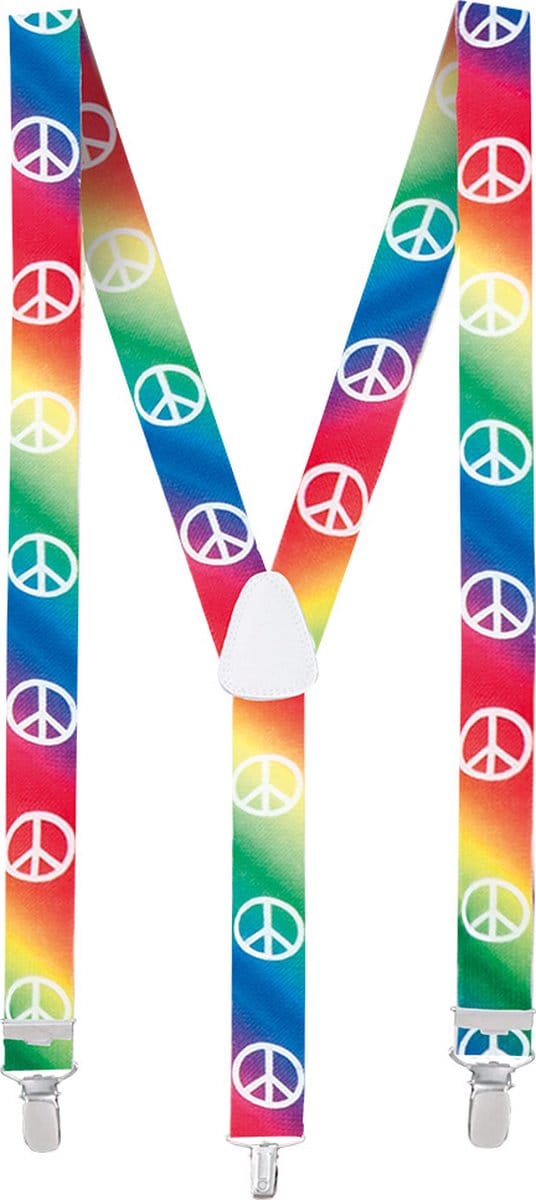 Boland - Bretels Peace Multi - Volwassenen - Unisex - Hippie - 60's & 70's - Hippie & Flower Power