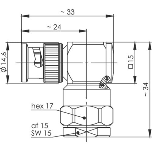 Telegärtner 100023351 100023351 BNC-connector Stekker, haaks 1 stuk(s)