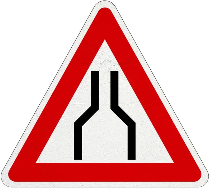 Wegversmalling bord - J17 | Sign Again materiaal | 40 cm