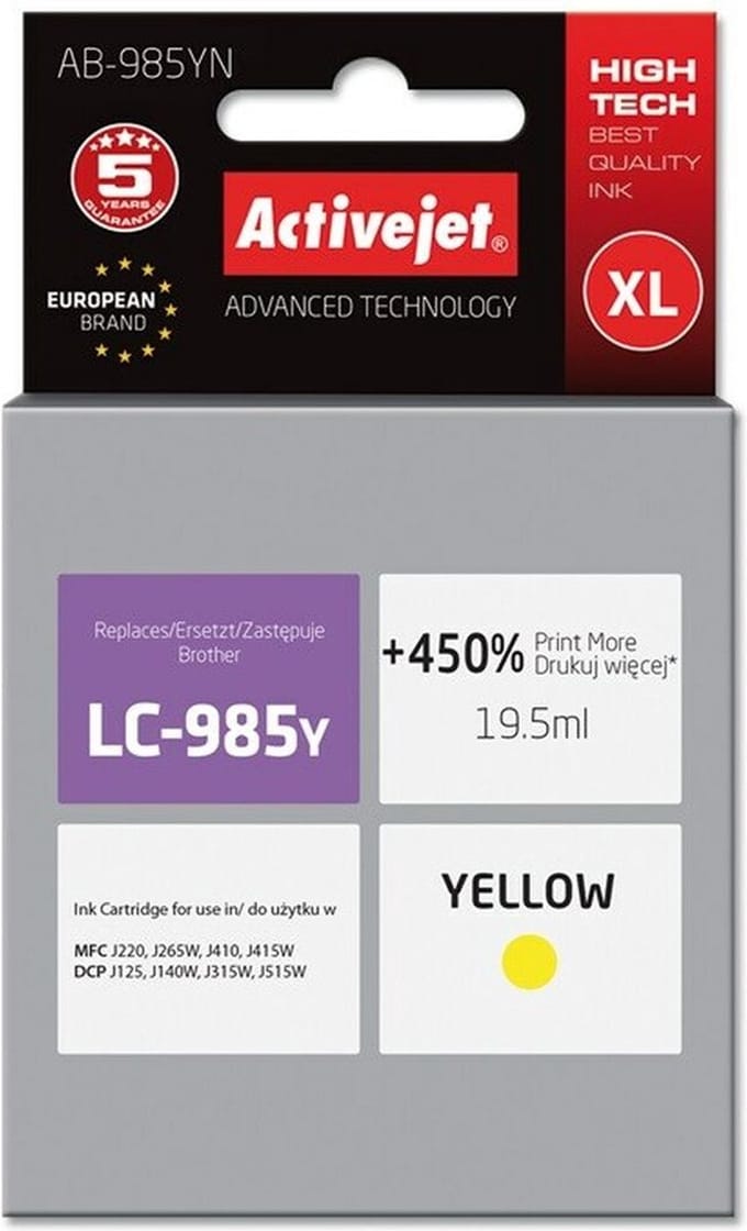 Originele inkt cartridge Activejet AB-985YN Geel