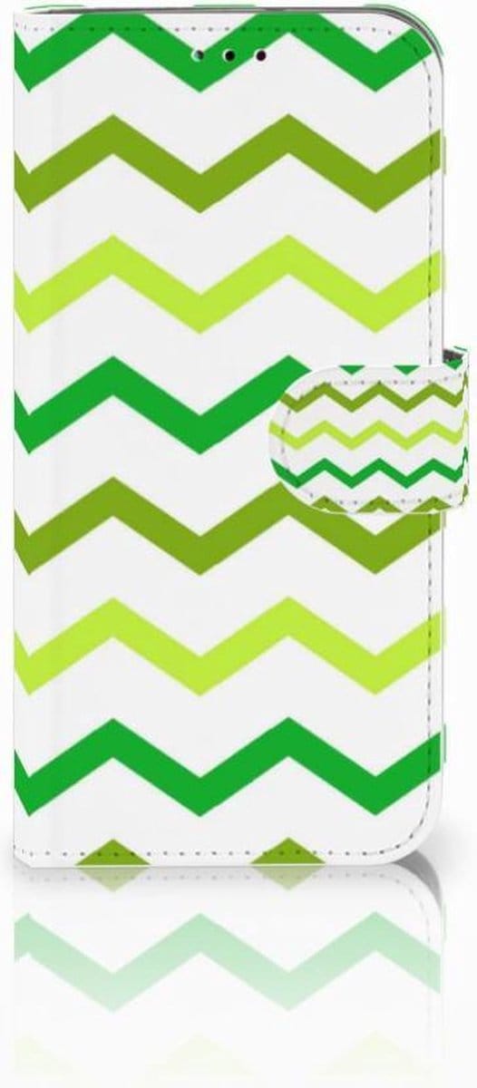 Samsung Galaxy A40 Telefoon Hoesje Zigzag Groen