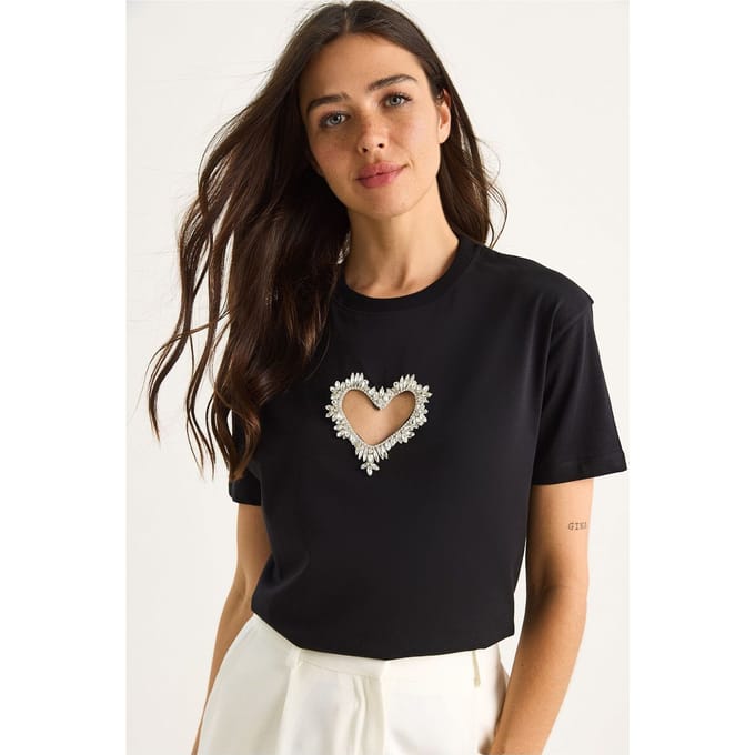 Geborduurd Crew Neck Losse Pasvorm T-shirt