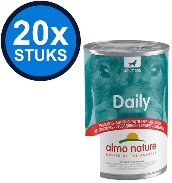 20x Almo Nature Daily - Hondenvoer Natvoer Blik - Rund - 400g