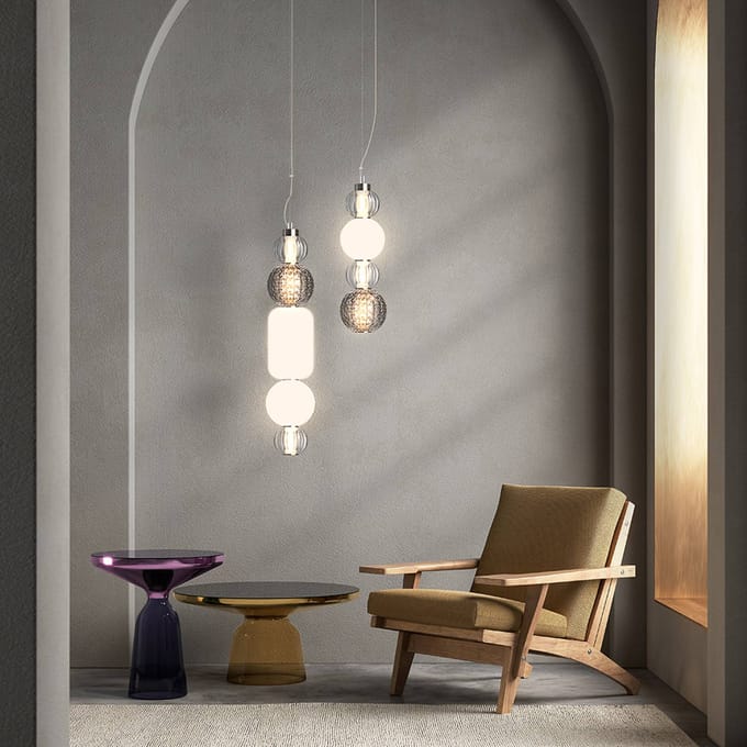 Maytoni LED hanglamp Kraag chroom glas Ø 14,7 cm 3.000 K