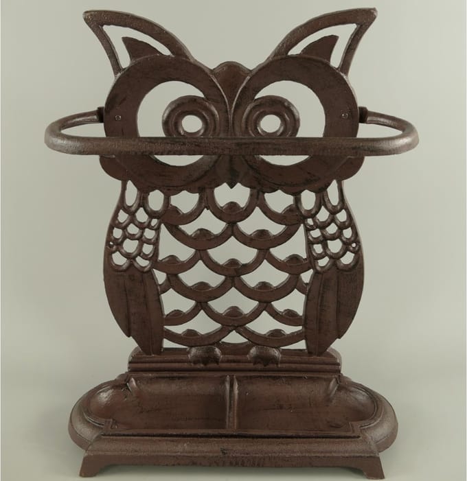 MadDeco - gietijzeren - paraplubak - Uil - bruin