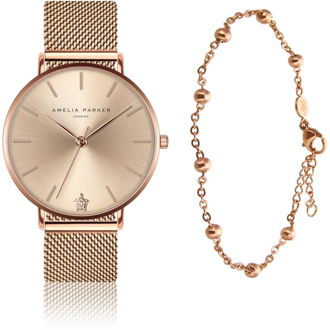 Dameshorloge en armband Amelia Parker Gold Sky