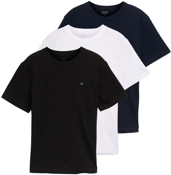 Tom Tailor - Basic T-shirts in een set van 3 - Maat XXL - White