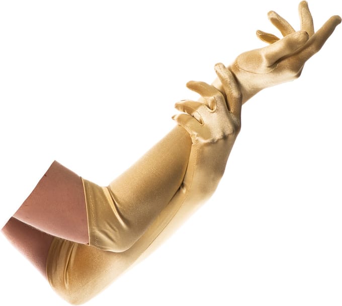 Partychimp Handschoenen Goud Lang Carnaval Accessoires Carnavalskleding Dames - Goud - Nylon