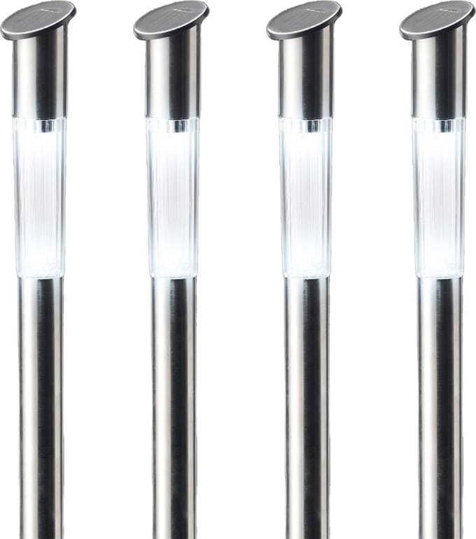 4x lumineo solar prikspot/tuinspot - rvs - h57 cm - zonne-energie