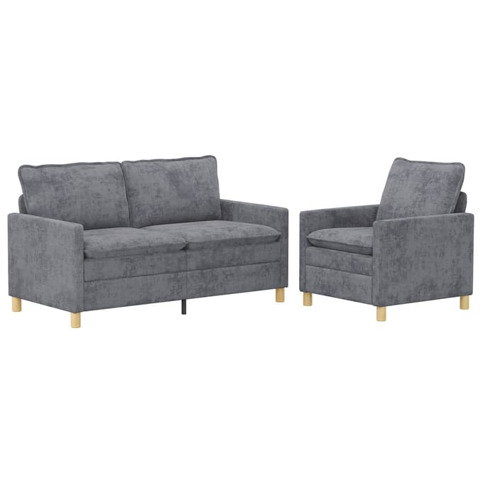vidaXL - Bankstel - 2 - st - Lichtgrijs - Polyester