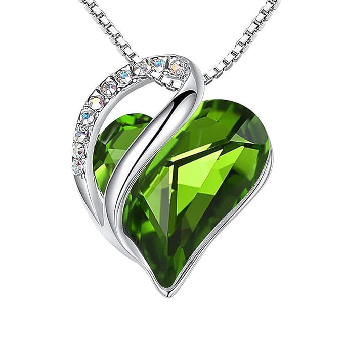 QoF Kristal Hart Groen – Ketting Lengte 45cm