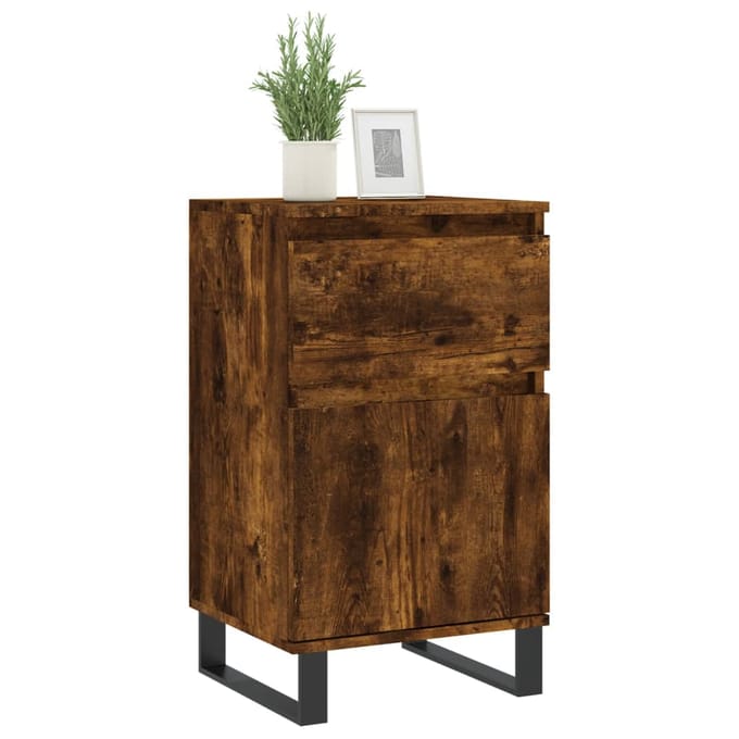 vidaXL - Dressoir - 40x35x70 - cm - bewerkt - hout - gerookt - eikenkleurig