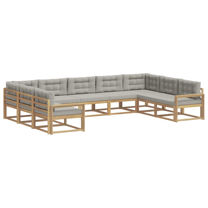 vidaXL - Buiten - bank - set - 9 - st - Wit - en - Lichtgrijs