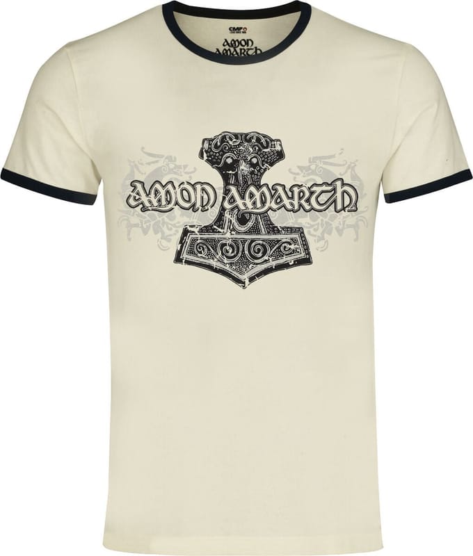 Amon Amarth Thorhammer - Ringer Shirt Heren T-shirt - gebroken wit - XL