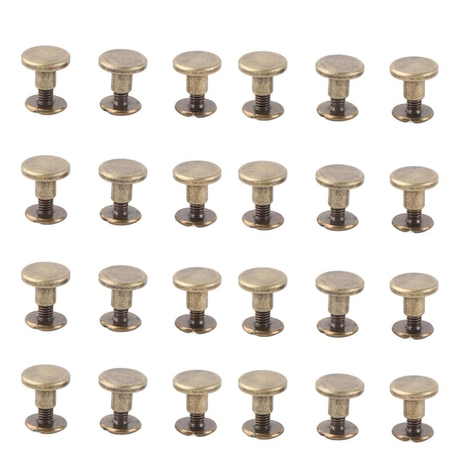 20 stuks Platkop Koper Messing Schroeven Moeren Spijkers Klinknagels Lederen Dop Accessoire (6.5mm) 5MM gray