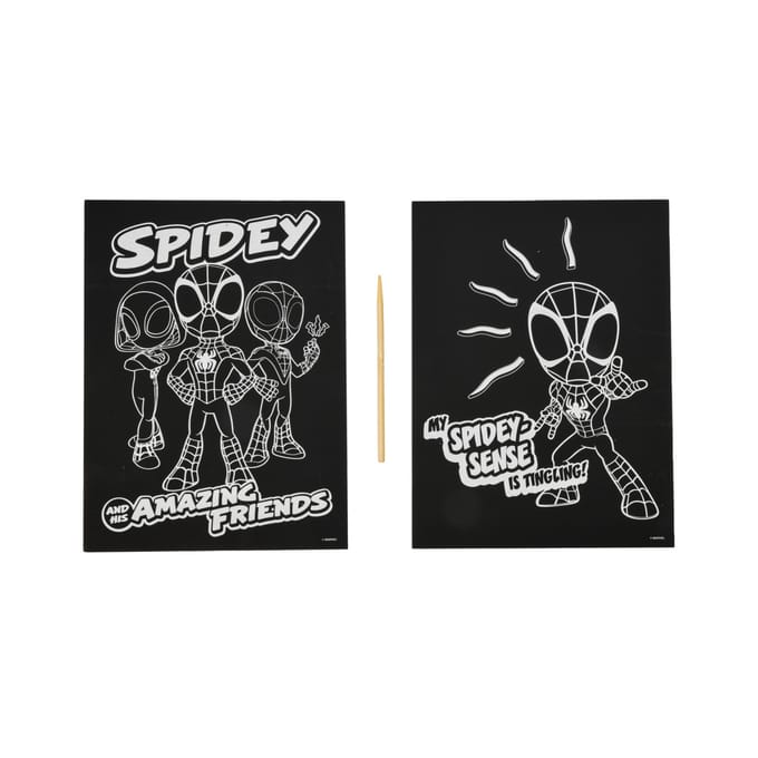 MARVEL SPIDERMAN - KRAS SET - 2 KLEURPLATEN OM TE KRASSEN - SPIDEY - AMAZING FRIENDS