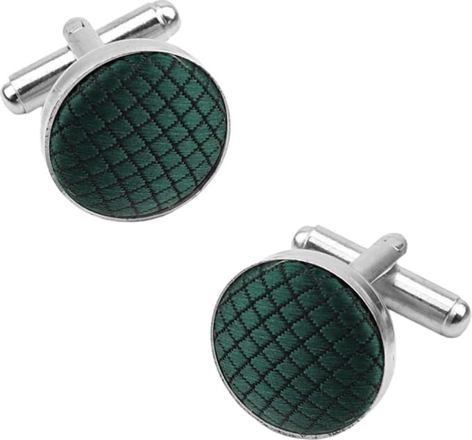Fako Bijoux - Manchetknopen - Staal & Ruit - 16mm - Donkergroen