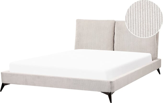 MELLE - Tweepersoonsbed - Lichtbeige - 160 x 200 cm - Corduroy