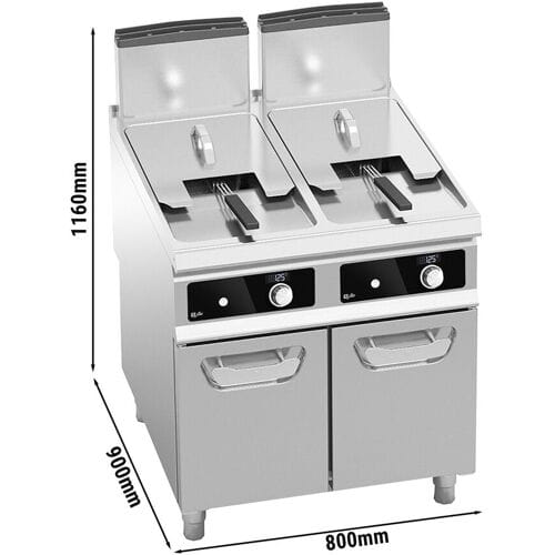 GGM Gastro Gas Doppelfritteuse - 18+18 Liter - 28 kW - Indirekte Beheizung - Bflex Digital