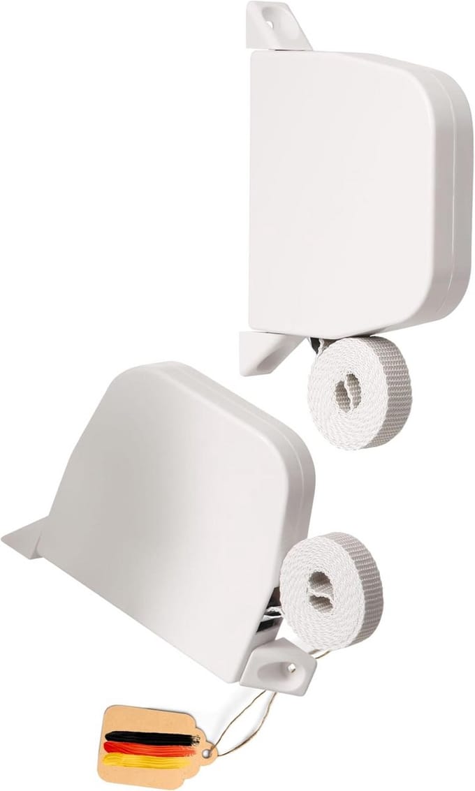 Set van 2 Opbouw Rolluik Wikkelaars Wit 185mm Gatafstand met Maxi Rolluikriem