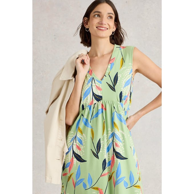 White Stuff Archer Jersey Maxi Dress Green Multi Größe: 20 REGULAR | Maxikleider Outlet | Damen | Grün