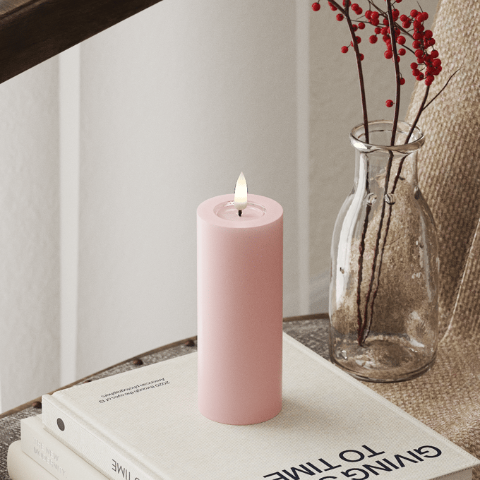 Deluxe Homeart - Led Kaars Licht Roze 5.0 x 12.5 cm