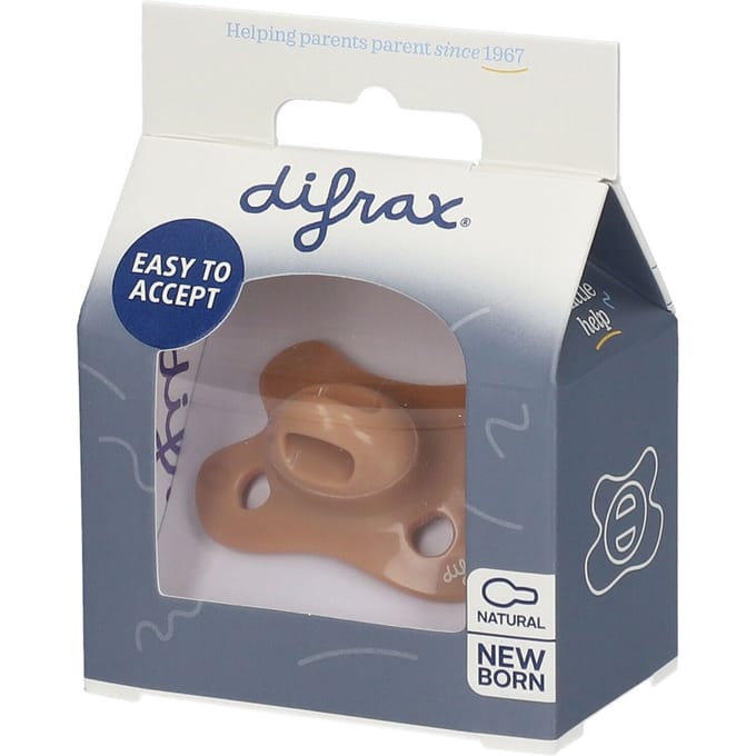Difrax Uni Fopspeen - Rond - -2/+2 Mnd - Caramel