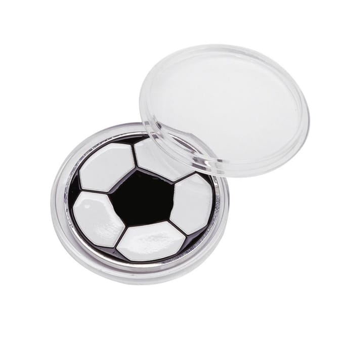 1 stuk Voetbal Flipmunt Voetbal Scheidsrechter Tossmunt Tool met Plastic Etui white