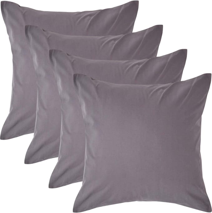 Homescapes Kussensloop 40x40 cm Set van 4 – Donkergrijs – 100% Egyptisch Perkal Katoen – 200 TC