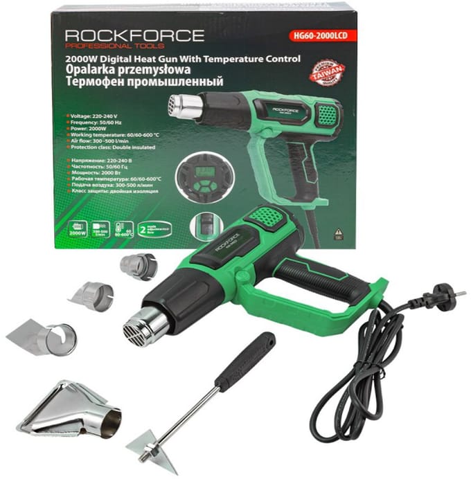 Rockforce RF-HG60-2000 - Elektrische Opalaar - 2 Snelheden - 4 Mondstukken - 2000W