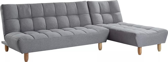 Vente-unique Aanpasbare bedbank van stof ESTEBAN - grijs