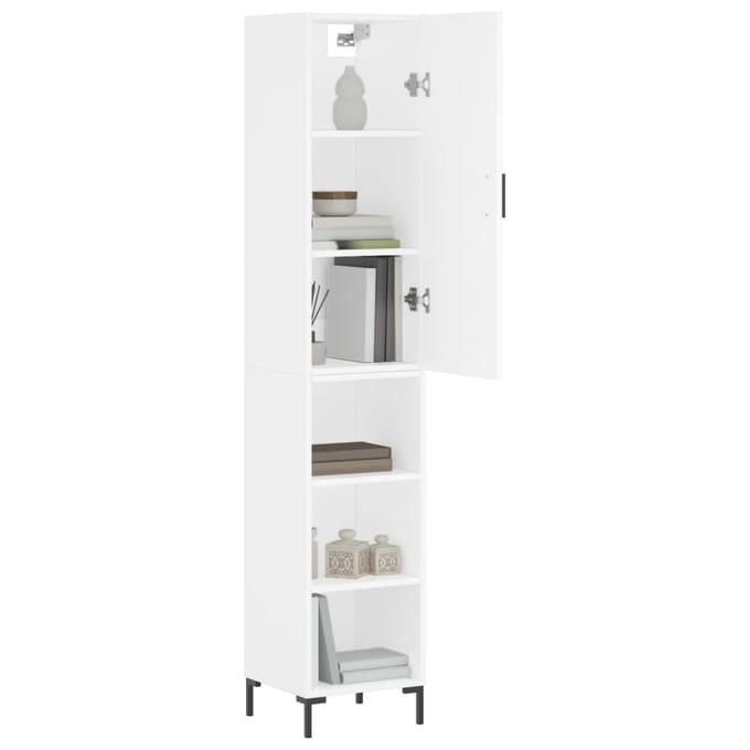 vidaXL - Hoge - kast - 34,5x34x180 - cm - bewerkt - hout - wit