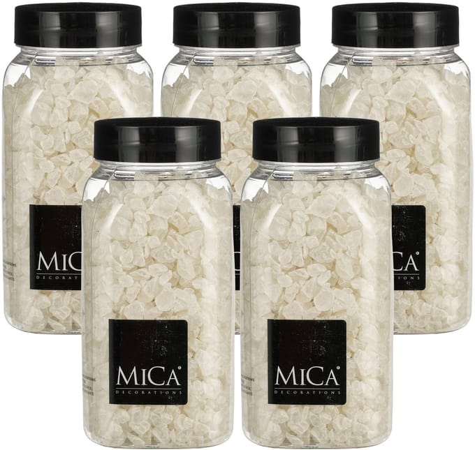Mica Decorations decoratie steentjes / granulaat - 5x - 650 ml - 4-10 mm - mat wit - siergrind