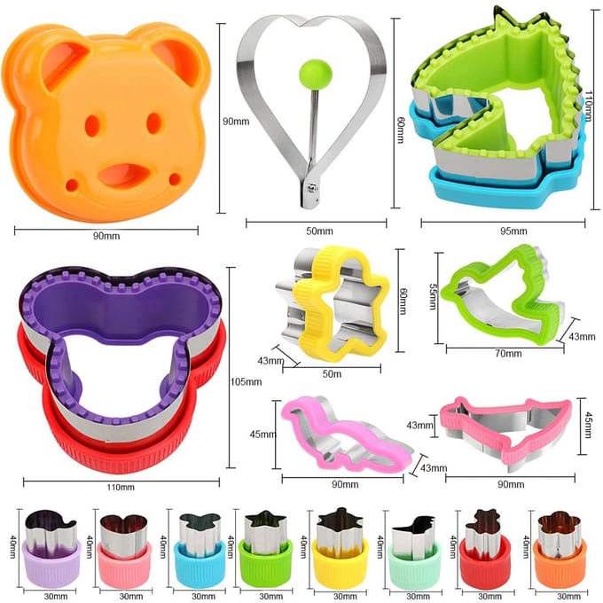 Sandwich Cutter en Sealer Set 32-delige koekjesvorm Fruit Groentesnijder Vormen voor jongens meisjes thuis veelkleurig