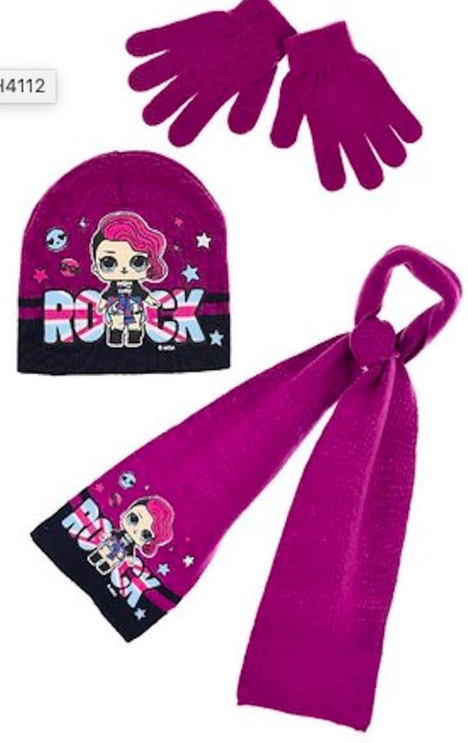 Lol Surprise Rock winterset - muts / sjaal / handschoenen - paars - maat 52 cm