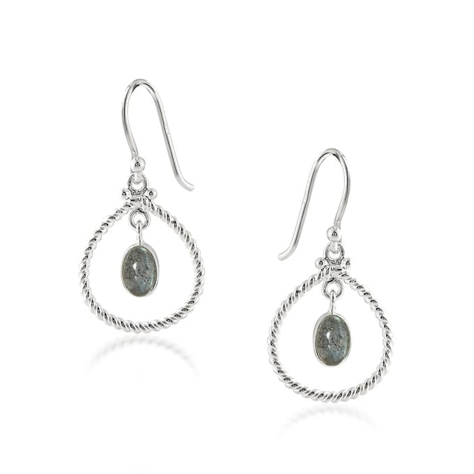 SilverGems zilveren oorhangers Labradoriet edelstenen