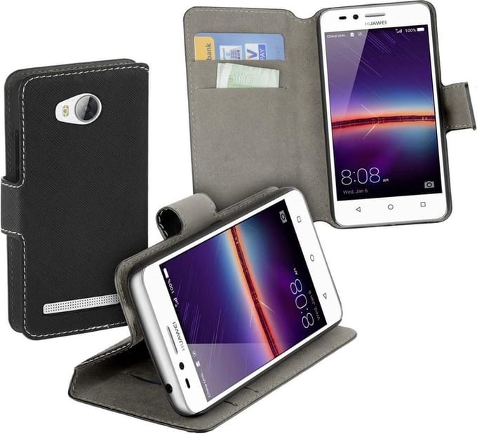 HC zwart bookcase style voor de Huawei Y3 2 wallet hoesje