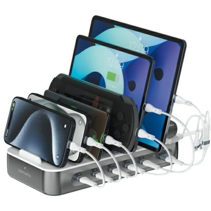 4smarts Charging station Team 100W 1x USB-A port 5x USB-C ports includes 6 cables space grey