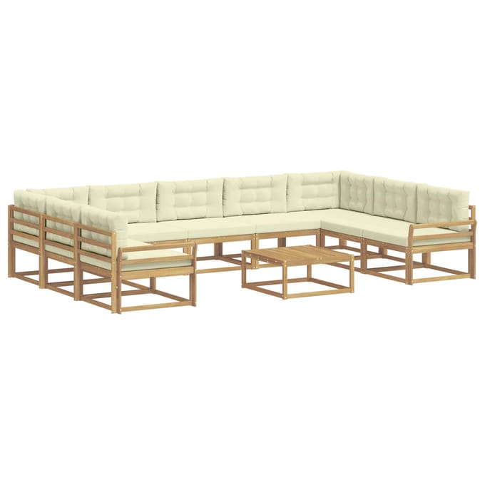 vidaXL - Buiten - bank - set - 10 - st - Wit - en - crèmekleurig