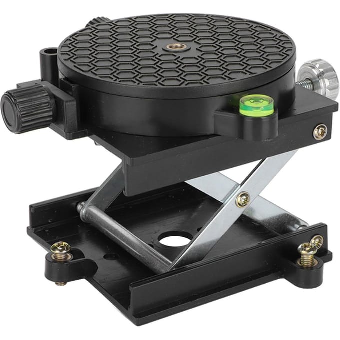 Hefplatform 360 graden rotatie 6,5 cm uitschuifbare schaarliftstandaard voor houtbewerking en snijwerk black