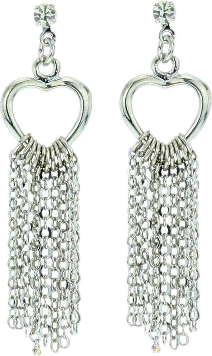 Behave - Dames oorbellen - Hartjes hangers zilverkleur romantisch 4,8 cm