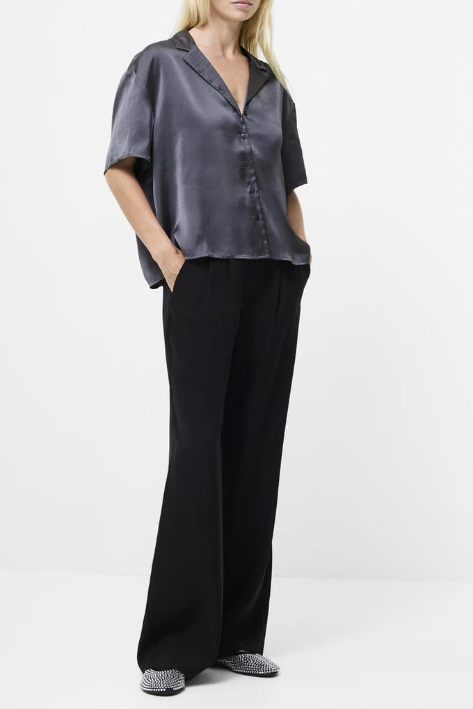French Connection Blaine Hammered Sat S/s Shirt Graphite Taglia: 8 | Magliette intime Outlet | Donna