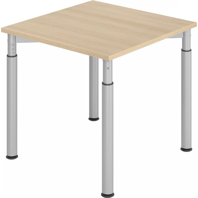 YAMA 8 S | Bureau - 80 x 80 Eiken/Zilver Tafelhoogte I In hoogte verstelbaar