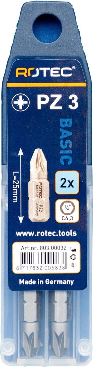 Rotec PRO Bit PZ2 (Pozi) L 25mm 2 stuks